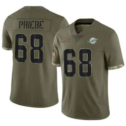 Men's Josh Priebe Miami Dolphins No.68 Limited 2022 Salute To Service Jersey - Olive