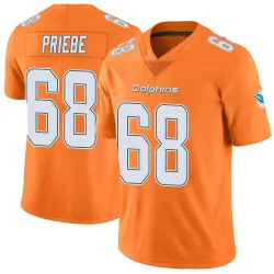 Men's Josh Priebe Miami Dolphins No.68 Limited Color Rush Jersey - Orange