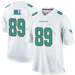 Men's Julian Hill Miami Dolphins No.89 Game Jersey - White