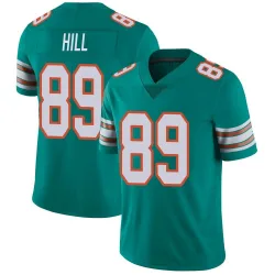 Men's Julian Hill Miami Dolphins No.89 Limited Alternate Vapor Untouchable Jersey - Aqua