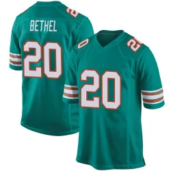 Men's Justin Bethel Miami Dolphins No.20 Game Alternate Jersey - Aqua