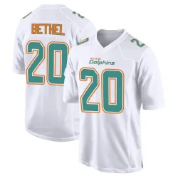 Men's Justin Bethel Miami Dolphins No.20 Game Fashion Jersey - White