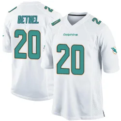 Men's Justin Bethel Miami Dolphins No.20 Game Jersey - White