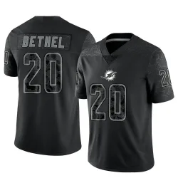 Men's Justin Bethel Miami Dolphins No.20 Limited Reflective Jersey - Black