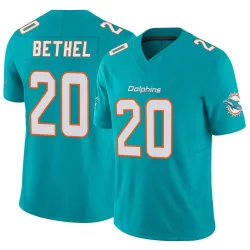 Men's Justin Bethel Miami Dolphins No.20 Limited Vapor F.U.S.E. Jersey - Aqua