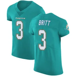 Men's K.J. Britt Miami Dolphins No.3 Elite Aqua Team Color Vapor Untouchable Jersey - Green