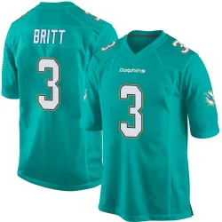 Men's K.J. Britt Miami Dolphins No.3 Game Team Color Jersey - Aqua