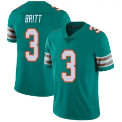 Men's K.J. Britt Miami Dolphins No.3 Limited Alternate Vapor Untouchable Jersey - Aqua