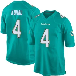 Men's Kader Kohou Miami Dolphins No.4 Game Team Color Jersey - Aqua