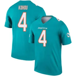 Men's Kader Kohou Miami Dolphins No.4 Legend Jersey - Aqua