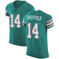 Men's Kendall Sheffield Miami Dolphins No.14 Elite Aqua Alternate Vapor Untouchable Jersey - Green