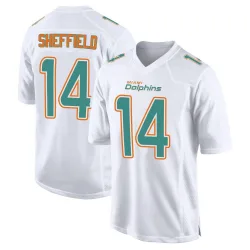 Men's Kendall Sheffield Miami Dolphins No.14 Game Fashion Jersey - White