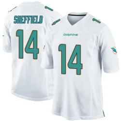 Men's Kendall Sheffield Miami Dolphins No.14 Game Jersey - White