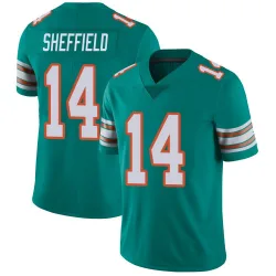 Men's Kendall Sheffield Miami Dolphins No.14 Limited Alternate Vapor Untouchable Jersey - Aqua