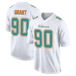 Men's Kenneth Grant Miami Dolphins No.90 Game Fashion Jersey - White