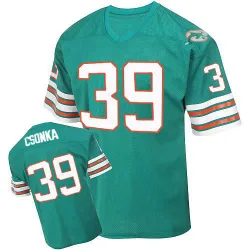 Men's Larry Csonka Miami Dolphins No.39 Authentic Aqua Team Color Throwback Jersey - Green