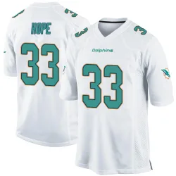 Men's Larry Hope Miami Dolphins No.33 Game Jersey - White