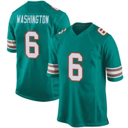 Men's Malik Washington Miami Dolphins No.6 Game Alternate Jersey - Aqua
