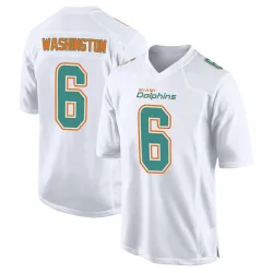 Men's Malik Washington Miami Dolphins No.6 Game Fashion Jersey - White