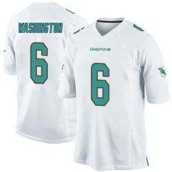 Men's Malik Washington Miami Dolphins No.6 Game Jersey - White