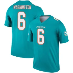 Men's Malik Washington Miami Dolphins No.6 Legend Jersey - Aqua