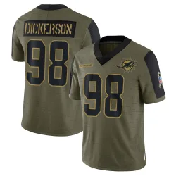 Men's Matt Dickerson Miami Dolphins No.98 Limited 2021 Salute To Service Jersey - Olive