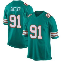 Men's Matthew Butler Miami Dolphins No.91 Game Alternate Jersey - Aqua