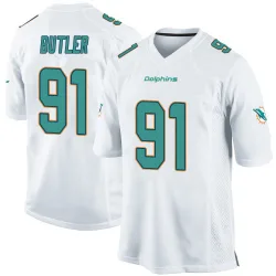 Men's Matthew Butler Miami Dolphins No.91 Game Jersey - White