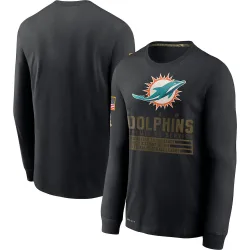 Men's Miami Dolphins No. 2020 Salute to Service Sideline Performance Long Sleeve T-Shirt - Black