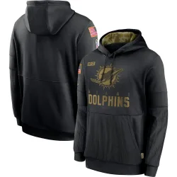 Men's Miami Dolphins No. 2020 Salute to Service Sideline Performance Pullover Hoodie - Black