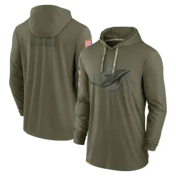 Men's Miami Dolphins No. 2022 Salute to Service Tonal Pullover Hoodie - Olive