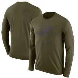 Men's Miami Dolphins No. Legend 2018 Salute to Service Sideline Performance Long Sleeve T-Shirt - Olive