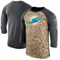 Men's Miami Dolphins No. Legend Salute to Service 2017 Sideline Performance Three-Quarter Sleeve T-Shirt - Camo/Anthracite