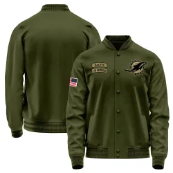 Men's Miami Dolphins No. Salute to Service Sideline Performance Jacket - Olive