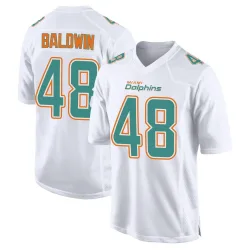 Men's Monaray Baldwin Miami Dolphins No.48 Game Fashion Jersey - White