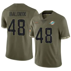 Men's Monaray Baldwin Miami Dolphins No.48 Limited 2022 Salute To Service Jersey - Olive