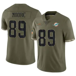 Men's Nat Moore Miami Dolphins No.89 Limited 2022 Salute To Service Jersey - Olive