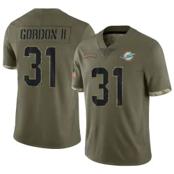 Men's Ollie Gordon II Miami Dolphins No.31 Limited 2022 Salute To Service Jersey - Olive
