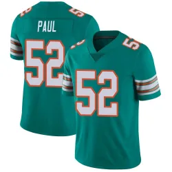 Men's Patrick Paul Miami Dolphins No.52 Limited Alternate Vapor Untouchable Jersey - Aqua