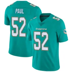 Men's Patrick Paul Miami Dolphins No.52 Limited Team Color Vapor Untouchable Jersey - Aqua