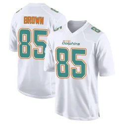 Men's Pharaoh Brown Miami Dolphins No.85 Game Fashion Jersey - White