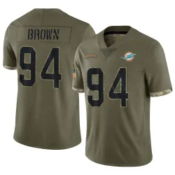 Men's Shakel Brown Miami Dolphins No.94 Limited 2022 Salute To Service Jersey - Olive