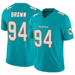 Men's Shakel Brown Miami Dolphins No.94 Limited Vapor F.U.S.E. Jersey - Aqua