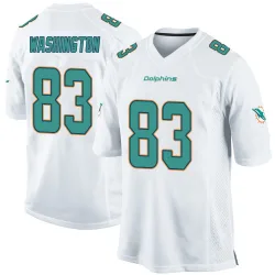 Men's Tahj Washington Miami Dolphins No.83 Game Jersey - White