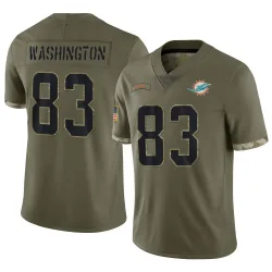 Men's Tahj Washington Miami Dolphins No.83 Limited 2022 Salute To Service Jersey - Olive