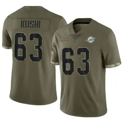 Men's Tedi Kushi Miami Dolphins No.63 Limited 2022 Salute To Service Jersey - Olive