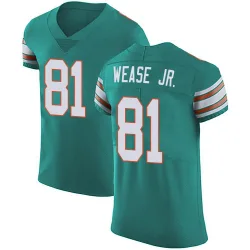 Men's Theo Wease Jr. Miami Dolphins No.81 Elite Aqua Alternate Vapor Untouchable Jersey - Green