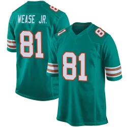 Men's Theo Wease Jr. Miami Dolphins No.81 Game Alternate Jersey - Aqua