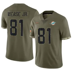 Men's Theo Wease Jr. Miami Dolphins No.81 Limited 2022 Salute To Service Jersey - Olive