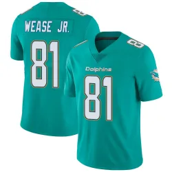 Men's Theo Wease Jr. Miami Dolphins No.81 Limited Team Color Vapor Untouchable Jersey - Aqua
